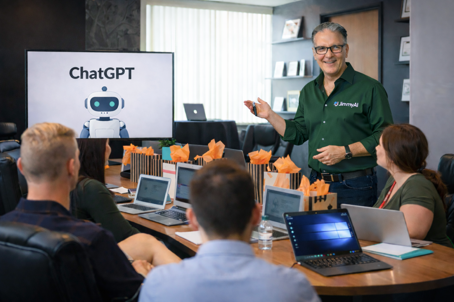 Jimmy teaching ChatGPT to a business team in Ontario